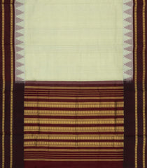Light Green Handloom Korvai Silk Cotton Saree With Maroon Border-SC4424