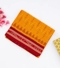 Yellow Orissa Cotton Saree With Tie & Dye Floral Motifs