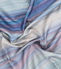 Blue Printed Synthetic Dupion Saree With Abstract Stripes-SY0487