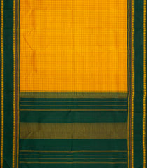 Mustard Handloom Korvai Kanchipuram Silk Saree With Green Border-KA16711