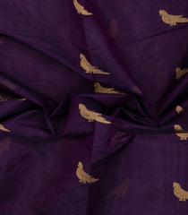 Dark Purple Handloom Silk Cotton Saree With Buttas-SC4338