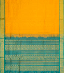 Yellow Handloom 9 Yards Silk Cotton Saree With Contrast Border-SC4443