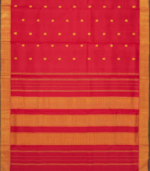 Crimson Handloom Kanchipuram 9 Yards Silk Saree With Annam Buttas-KA13422