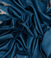 Blue Handloom Dupion Silk Saree With Printed Pallu-DS0498