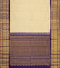 Cream Handloom Korvai Kanchipuram Silk Saree With Zari Checks-KA16674