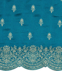 Cyan Woven Synthetic Blended Saree With Embroidered Motifs-EN2019