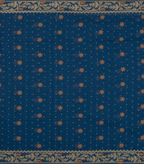 Blue Handloom Bengal Cotton Saree With Floral Motifs-BG1640
