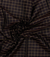 Black Handloom Silk Cotton Saree With Zari Checks-SC4791