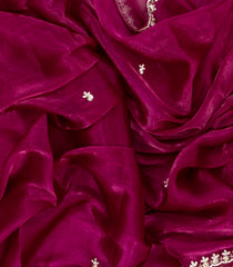 Magenta Woven Art Tissue Saree With Mirror Work & Embroidered Selvage-BL4652
