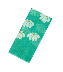Aquamarine Printed Synthetic Linen Saree With Floral Motifs-SY0052