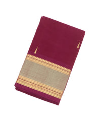 Crimson Handloom Kanchi Cotton Saree With Tree Buttas