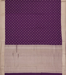 Dark Purple Woven Mysore Silk Saree With Floral Motifs-MS3404