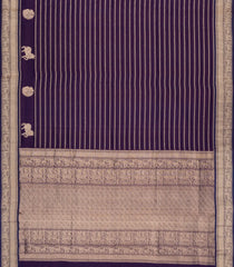 Dark Purple Handloom Soft Silk Cotton Saree With Veldari Stripes-SC4566