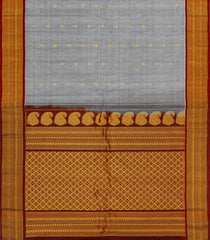 Grey Handloom Gadwal Silk Cotton Saree With Buttas-GA0360
