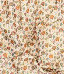 Off White Printed Blended Viscose Saree With Position Printed Floral Motifs-BL5983