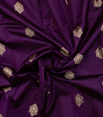 Dark Purple Woven Banarasi Poona Silk Saree With Zari Buttas & Contrast Border-BP1028