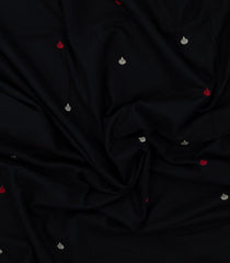 Black Handloom Bengal Cotton Saree With Dia Motifs-BG1546