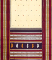 Cream Handloom Korvai Kanchipuram Silk Saree With Silk Thread Work Border-KA16349