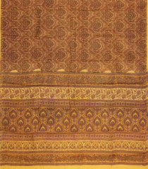 Yellow Printed Silk Saree With Floral Motifs-PS0687