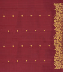 Maroon Handloom Kanchipuram Silk Saree With Zari Buttas-KA15285
