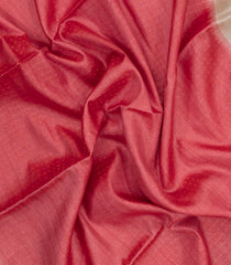 Peach Woven Dupion Silk Saree With Dotted Stripes & Contrast Border-DS0625