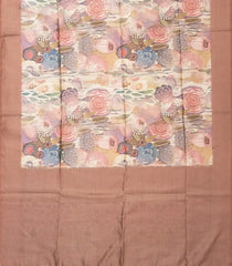 Sandal Woven Synthetic Tussar Silk Saree With Printed Floral Motifs-BL3665