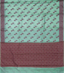 Aquamarine Woven Tussar Silk Saree With Floral Motifs -TU2956