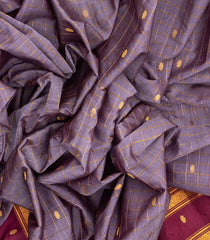 Lilac Handloom Gadwal Silk Cotton Saree With Checks & Buttas-GA0189