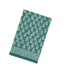 Shadow Green Printed Jaipur Cotton Saree With Floral Motifs-JC1652