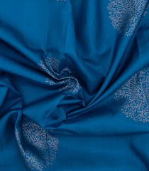 Blue Handloom Soft Silk Saree With Floral Buttas & Contrast Pallu-SO4405