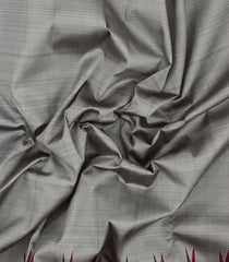 Grey Handloom Korvai Kanchipuram Silk Saree With Contrast Silk Temple Border-KA16835