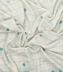 Off White Handloom Bengal Cotton Saree With Checks & Buttas-BG1572