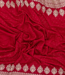 Red Woven Art Georgette Saree With Embroidered Floral Motifs-BL4964