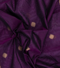 Dark Purple Handloom Silk Cotton Saree With Zari Buttas & Contrast Border-SC4824