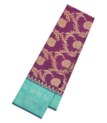 Magenta Handloom Korvai Kanchipuram Silk Saree With Floral Vine Motifs-KA16136