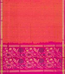 Orange Handloom Uppada Silk Saree With Meena Buttas & Contrast Border-UP0360