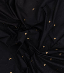 Black Handloom Maheswari Silk Cotton Saree With Triangle Buttas-SC4964