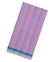 Pink & Grey Handwoven Bengal Cotton Saree With Stripes-BG1525