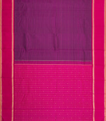 Purple Handloom Kanchipuram Silk Saree With Stripes & Contrast Border-KA16197