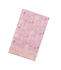 Baby Pink Handloom Banarasi Silk Saree With Meena Floral Zari Motifs-BE1933