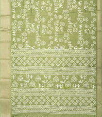 Cardamom Green Woven Synthetic Dola Silk Saree With Printed Tribal Motifs-BL3636