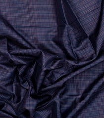 Navy Blue Woven Tussar Silk Saree With Stripes-TU3338
