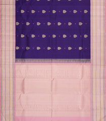 Purple Handloom Korvai Kanchipuram Silk Saree With Zari Buttas-KA15201