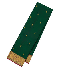 Dark Green Handloom Kanchipuram Silk Saree With Mango Buttas-KA14472