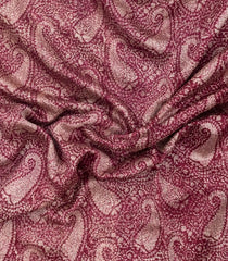 Burgundy Printed Chanderi Cotton Saree With Zari Border-CC1519