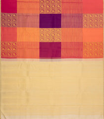 Multi Colour Handloom Kanchipuram Silk Saree With Checks & Annam Motifs-KA14873