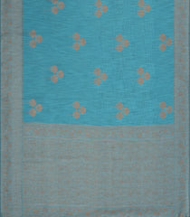 Sky Blue Woven Art Linen Saree With Zari Border-BL5639