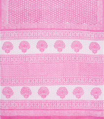 Bubblegum Pink Printed Jaipur Cotton Saree With Floral Motifs-JC1668