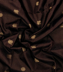 Black Handloom 9 Yards Silk Cotton Saree With Zair Checks & Buttas-SC4098
