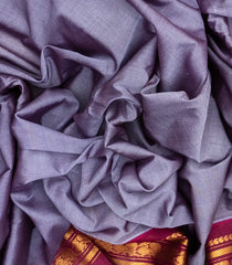 Grey Handloom Gadwal Silk Cotton Saree With Contrast Border-GA0171